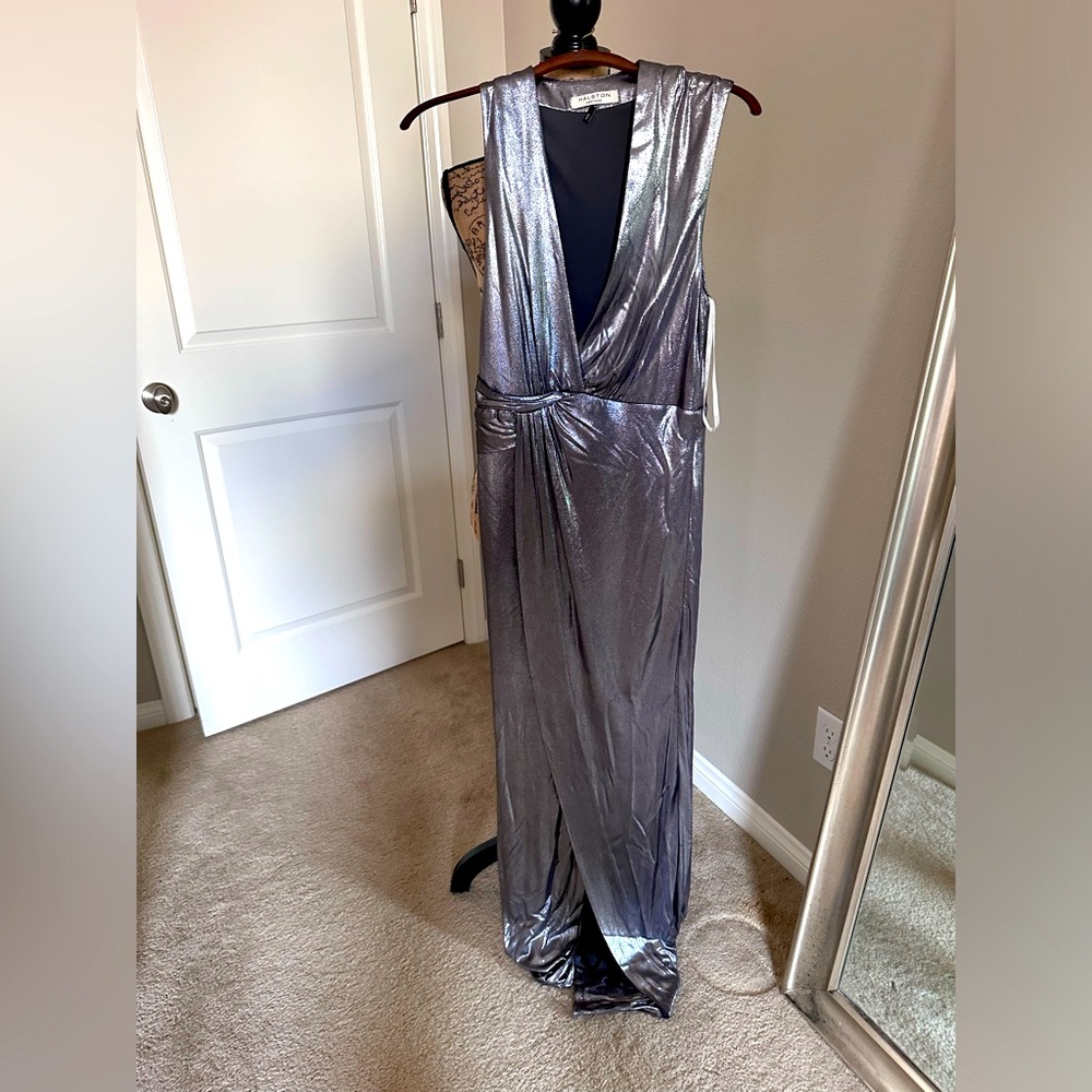 Sexy, slinky, liquid silver dress from Halston Heritage- NYE dress!!